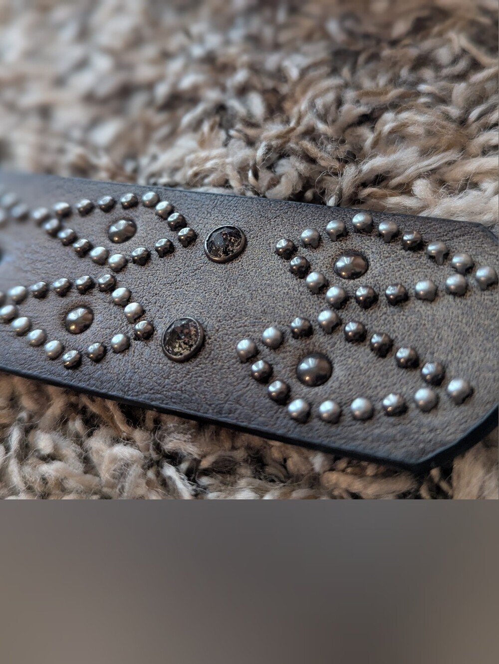 Studded/Crystal Leather Like Belt - Women's Accessory